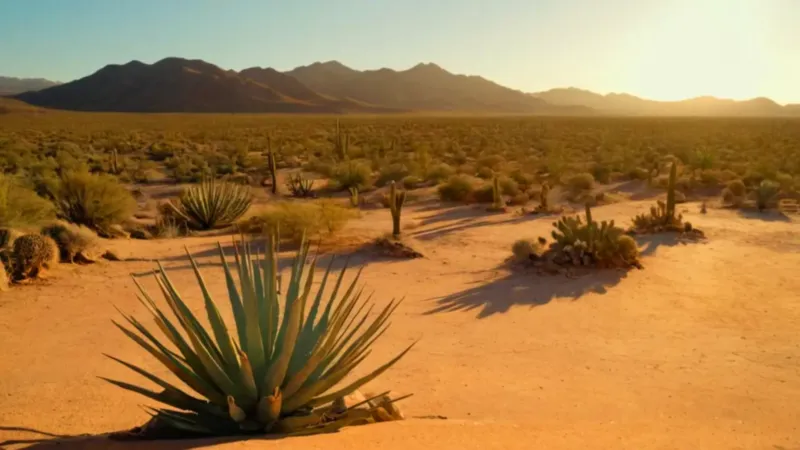 Un excursionista camina por el desierto dorado