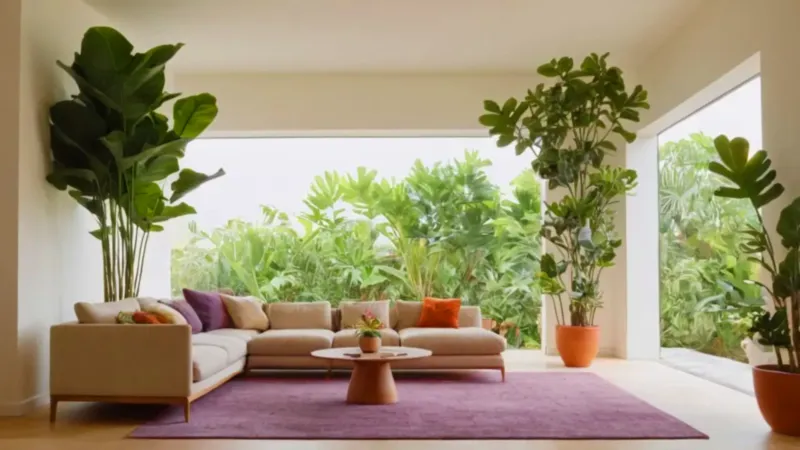 Habitación luminosa llena de plantas