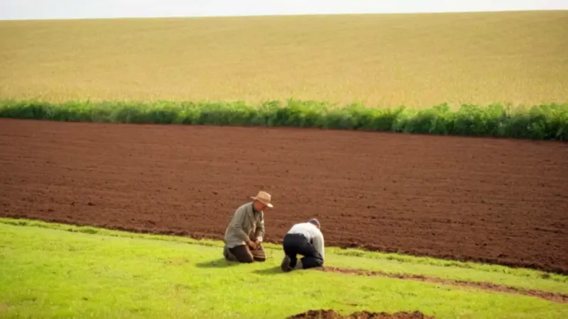 Alguien planta un árbol en el campo