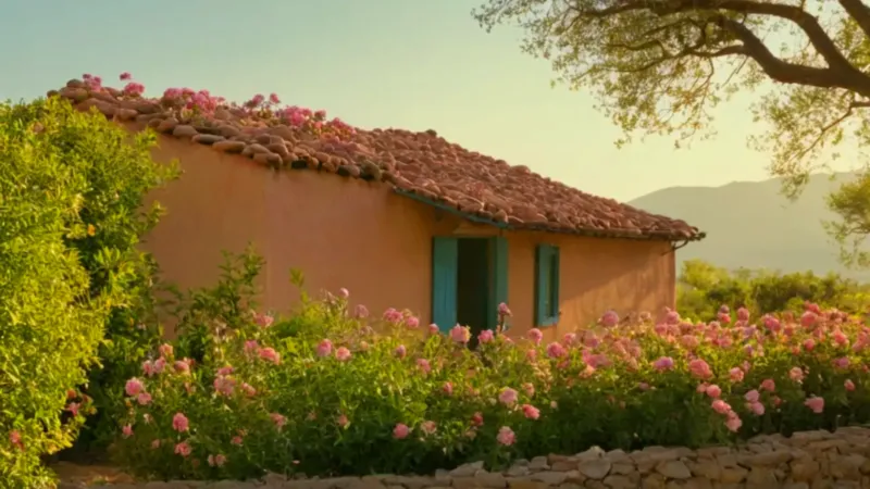 Silueta alcanza una flor en el atardecer