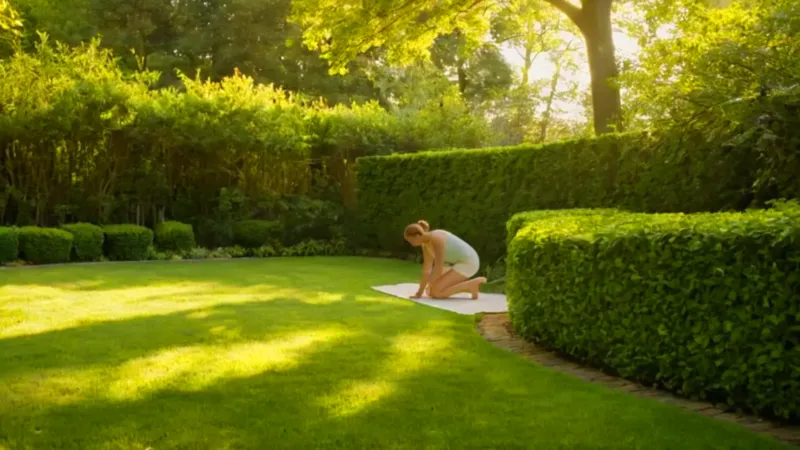 Persona cuidando una planta en el jardín