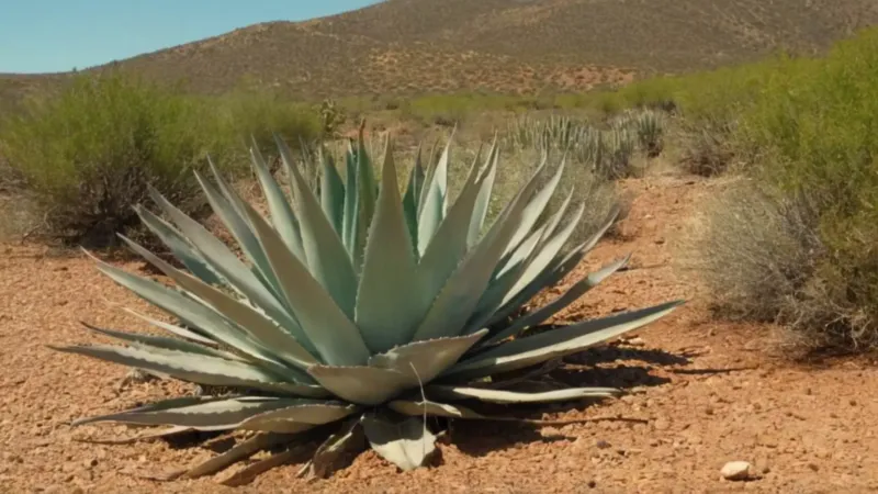 Hombre solitario entre agaves bajo el sol