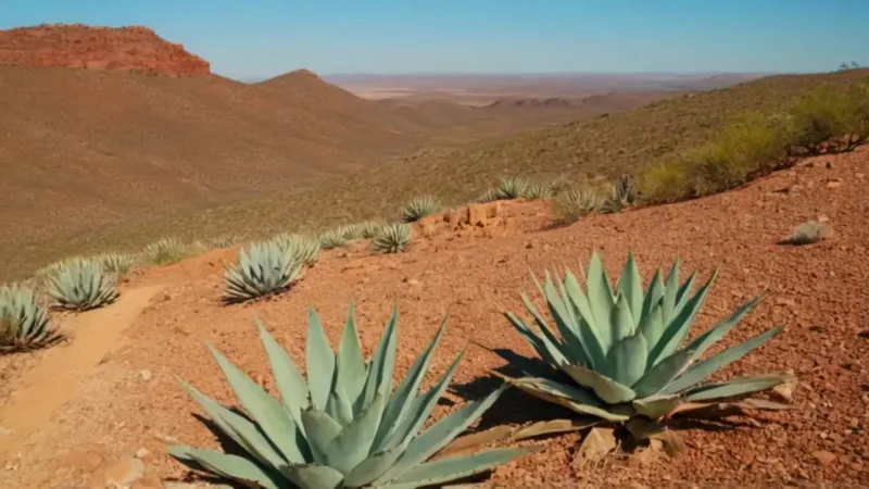 Un hombre entre agaves bajo el sol