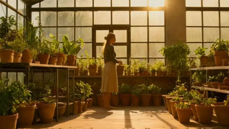 Alguien cultiva plantas en un invernadero