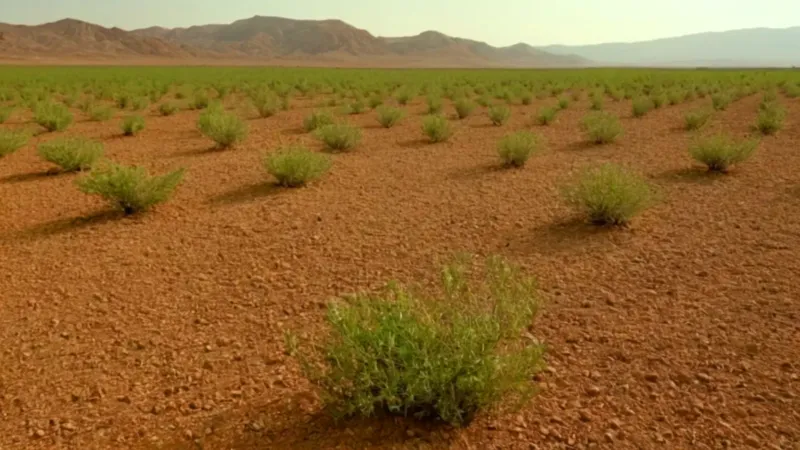 Una figura trabaja la tierra bajo el sol