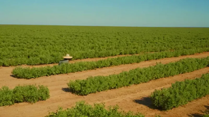 Un hombre cosecha alcaparras bajo el sol