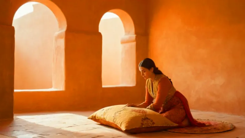 Una mujer reposa bañada en luz