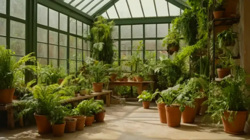 Alguien cuida plantas en un invernadero
