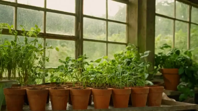 Alguien cuida plantas en un invernadero
