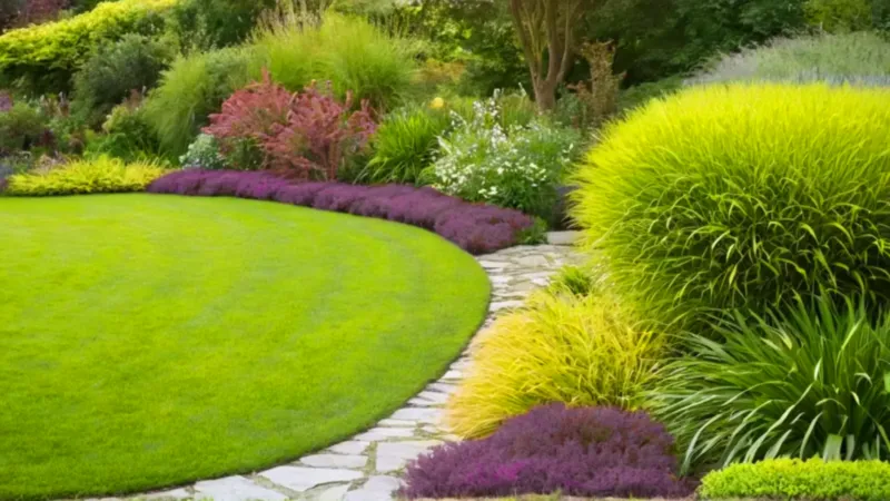 Persona cuidando un frondoso jardín al sol
