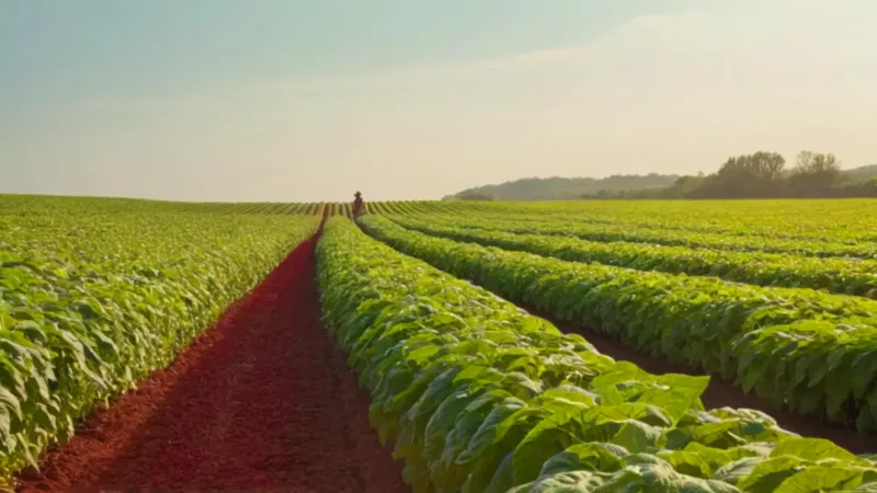 Figura solitaria en un campo de amaranto