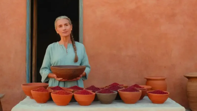 Una mujer elabora dulce de amaranto