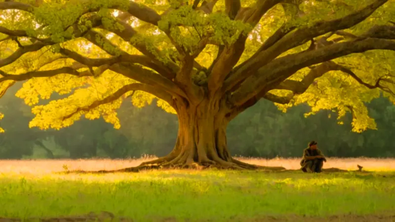 Un monumental árbol empequeñece a una persona
