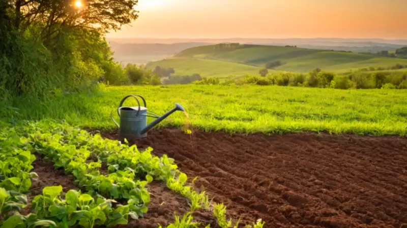Alguien siembra un árbol en el campo