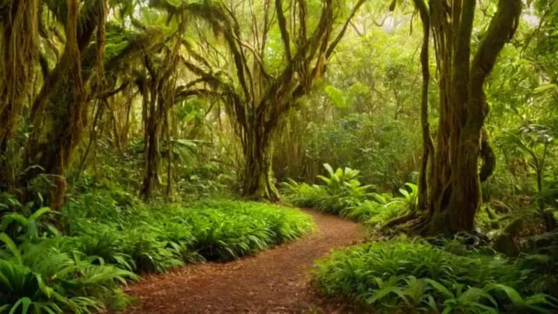 Una figura solitaria en la selva iluminada