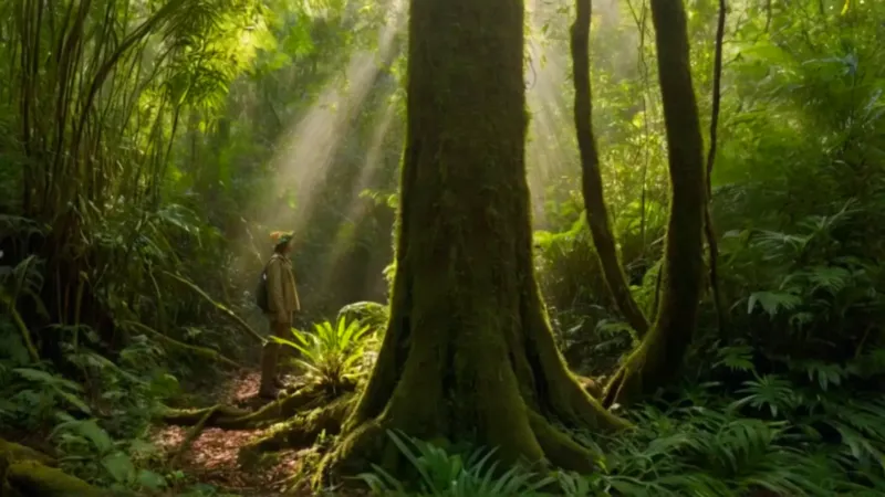 Persona en la inmensa selva