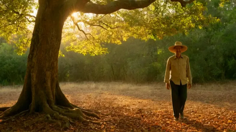 Persona a la sombra de un árbol Carao
