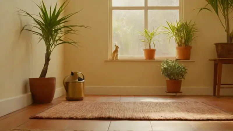 Una persona cuida atentamente sus plantas