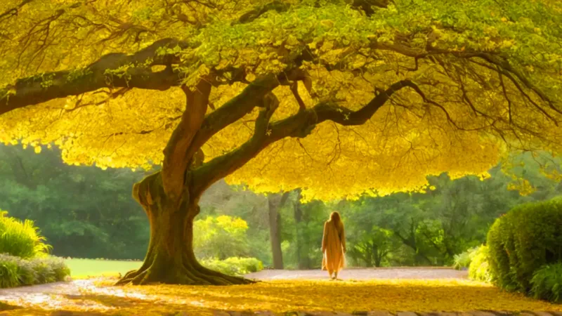 Soledad bajo un árbol de flores doradas