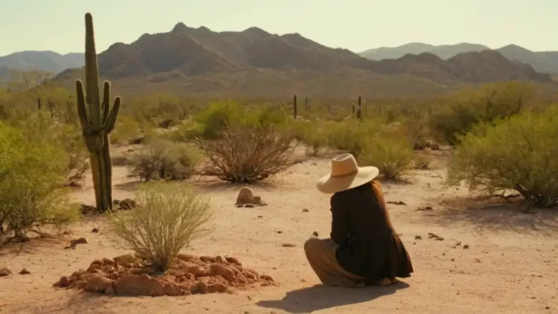 Un hombre cultiva la vida en el desierto