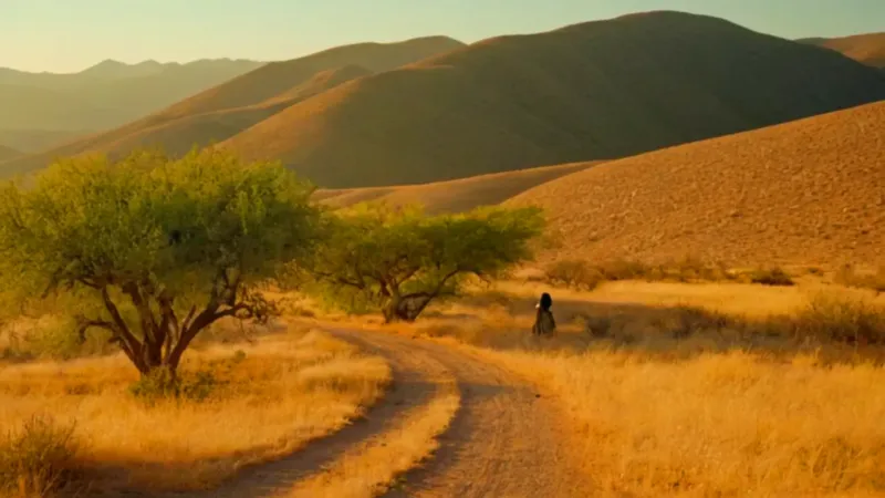 Atardecer dorado en un valle solitario