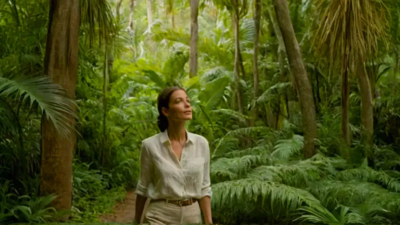 Mujer contempla la exuberante selva tropical