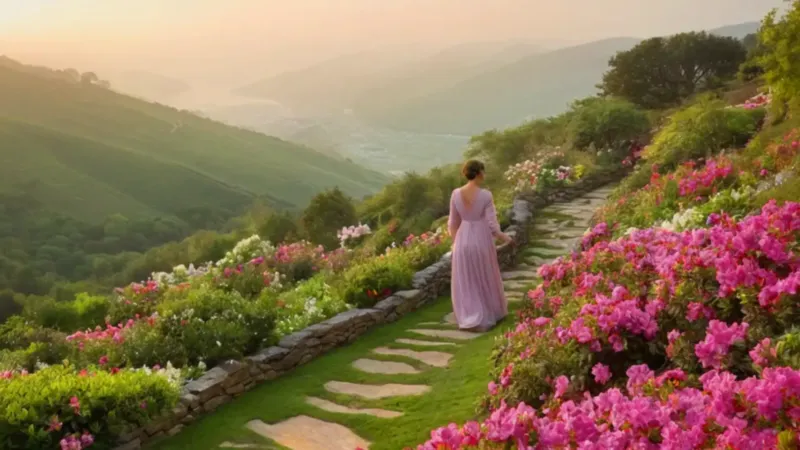 Una mujer sola en un mar de flores