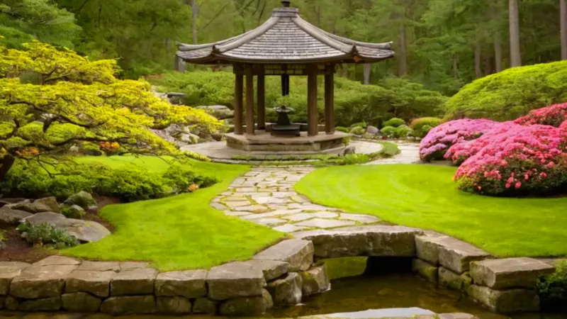 Paseo tranquilo por un jardín japonés