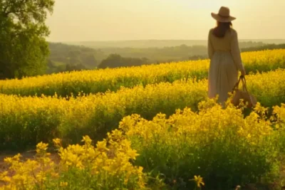 Figura entre girasoles bajo el sol