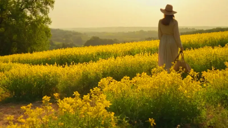 Figura entre girasoles bajo el sol