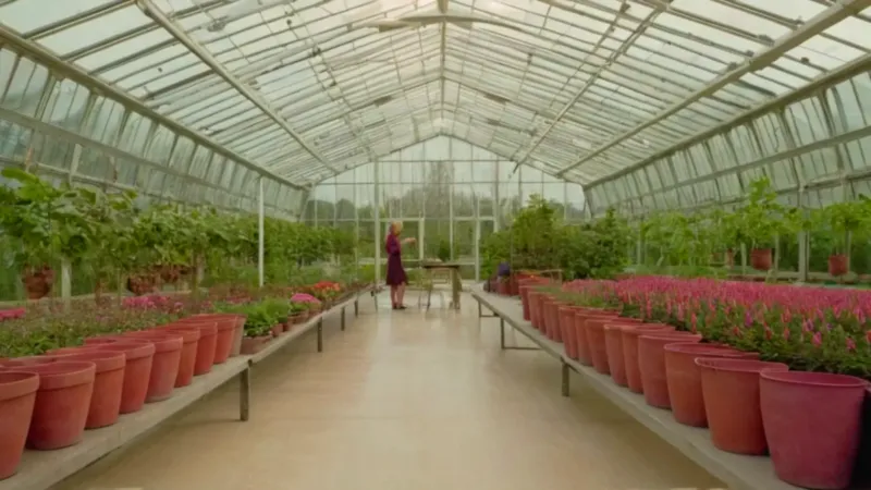 Un jardinero trabaja en su invernadero