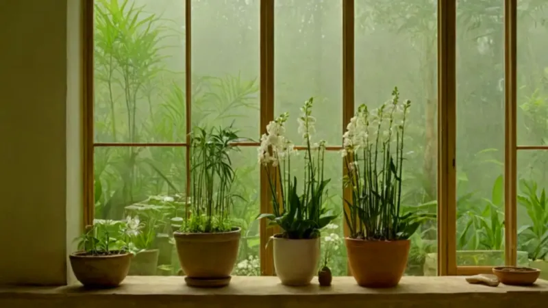 Un jardinero cuida sus plantas en un invernadero