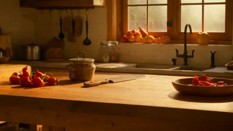 Silueta cocinando en una cocina luminosa