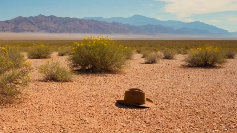 Una figura solitaria observa la flora desértica