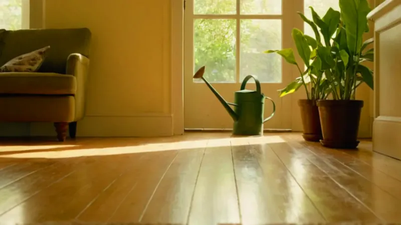 Alguien riega una planta bajo el sol