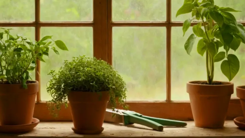 Cuidando con esmero una planta al sol