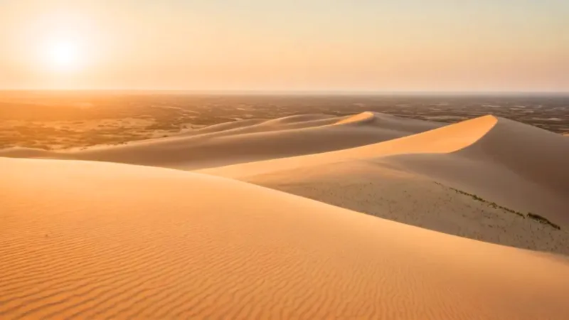 Figura solitaria observa el desierto dorado