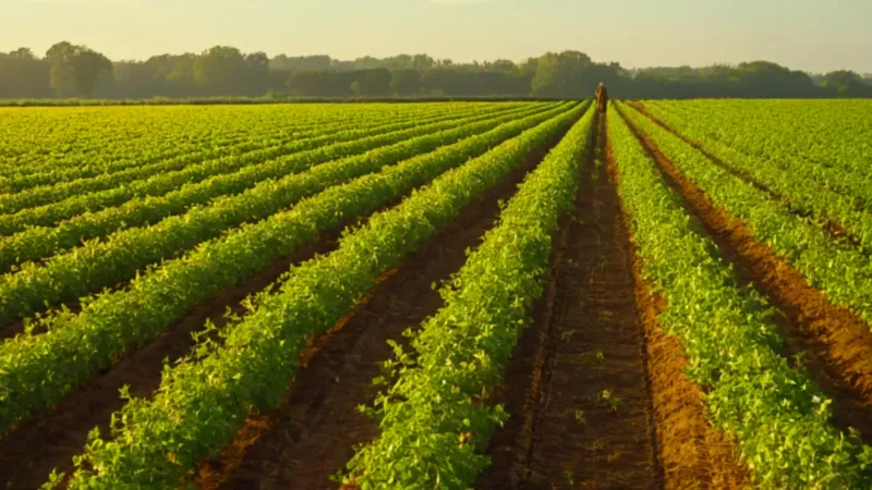 Cosecha en el campo al atardecer