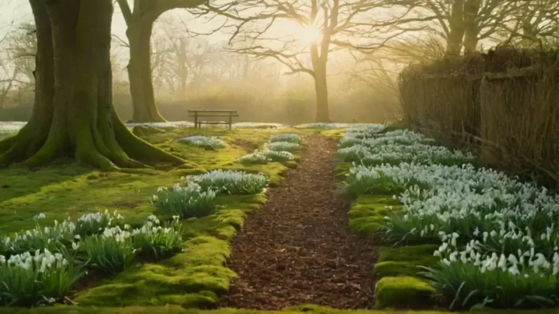 Persona cuida flores en un jardín invernal