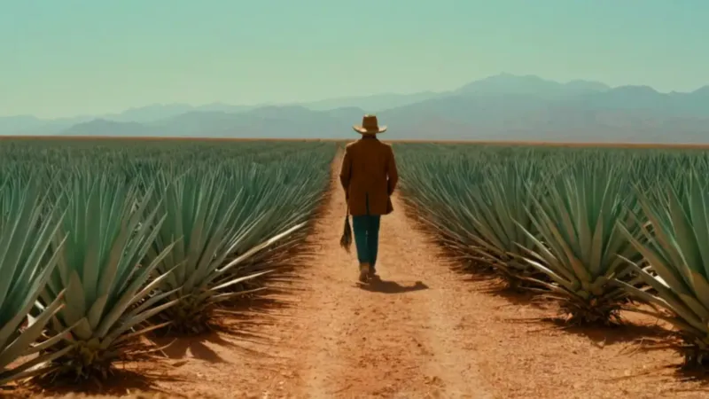 Jimador cosechando agave al atardecer