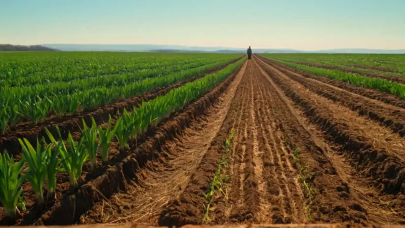 Un agricultor cosecha cebollas en el campo