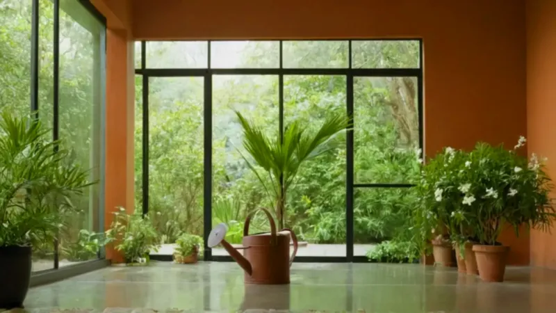 Alguien cuida plantas en el invernadero