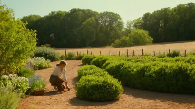 Alguien cosecha en un jardín soleado