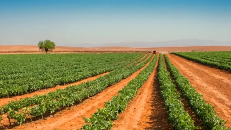 Atardecer en un campo de chiles