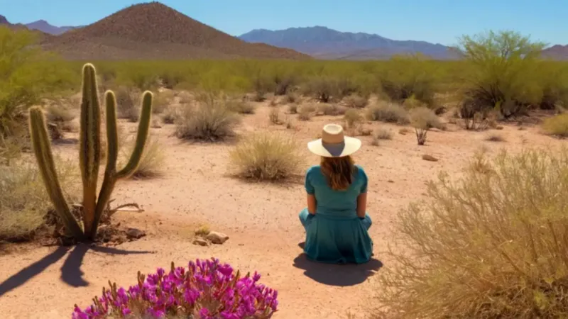 Una persona observa un cactus del desierto