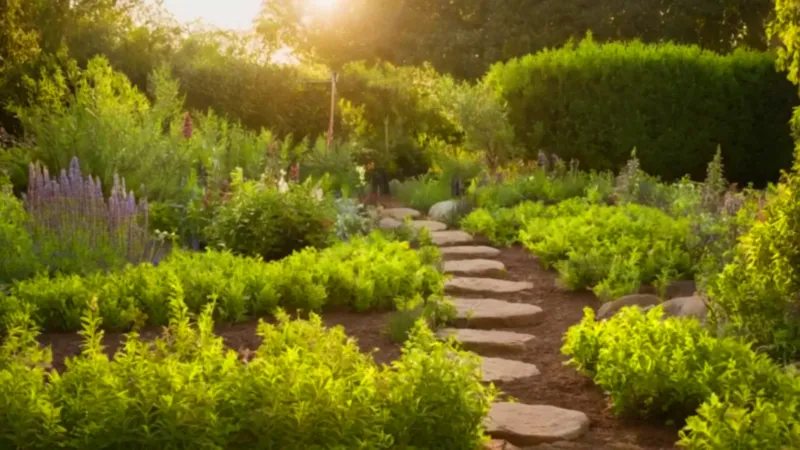 Persona cuida una planta en el jardín