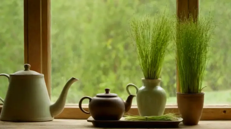 Té de hierbas en la luz matutina