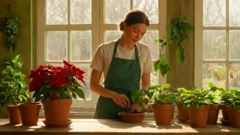 Alguien cuida con mimo una planta