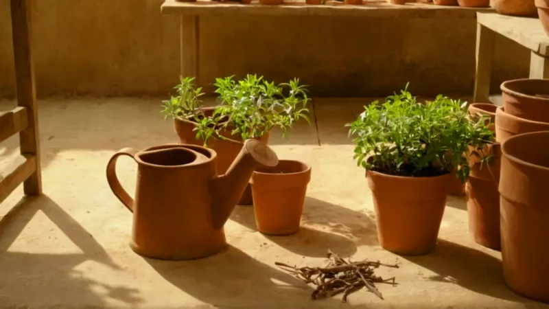 Un jardinero cuida una planta espinosa