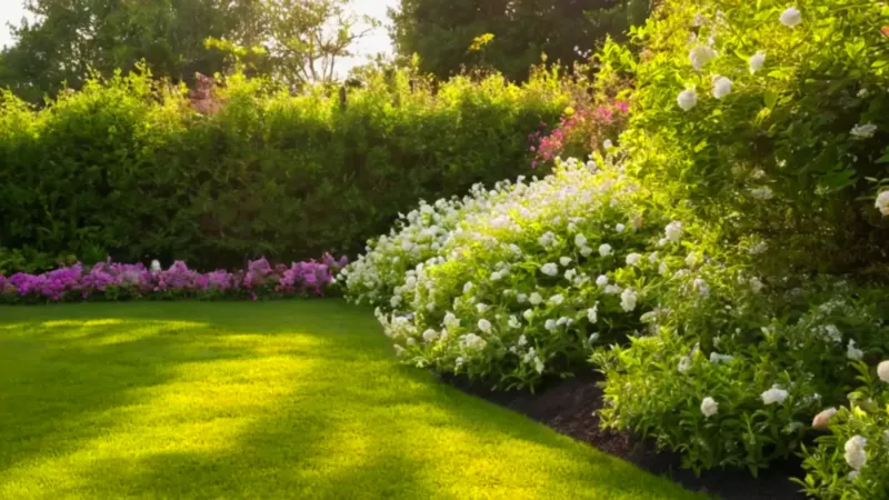 Una persona cuida flores en el jardín